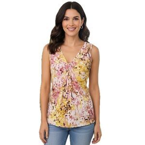 Loft Abstract Floral Twist-Front Sleeveless Blouse Size Medium